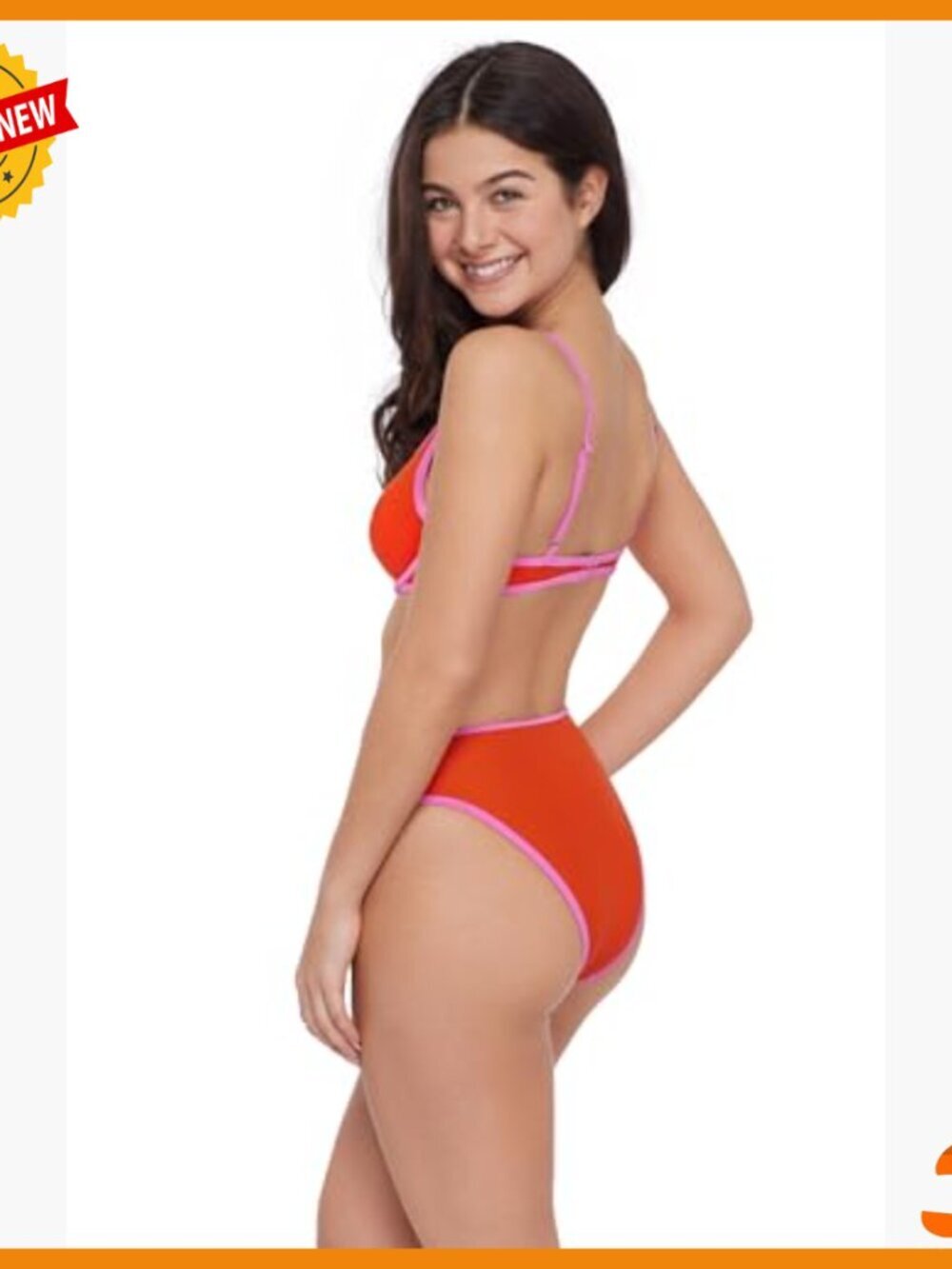 Adjustable Plunge Underwire Bikini Top with Contrast Binding - Picture 2 of 5
